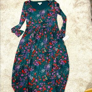 Floral Kids Dress in Green and Purple